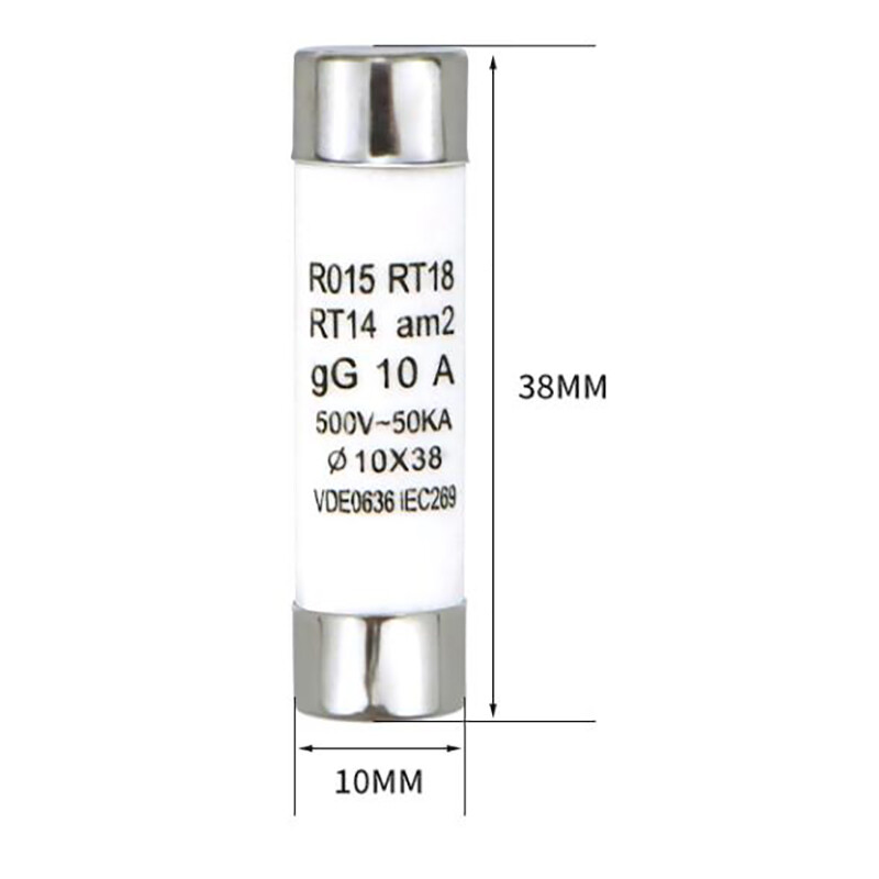 R015 Ceramic Fast Blow Fuse 10x38mm RT18 0.5A 1A 2A 3A 5A 6A 8A 10A 32A 40A 500V