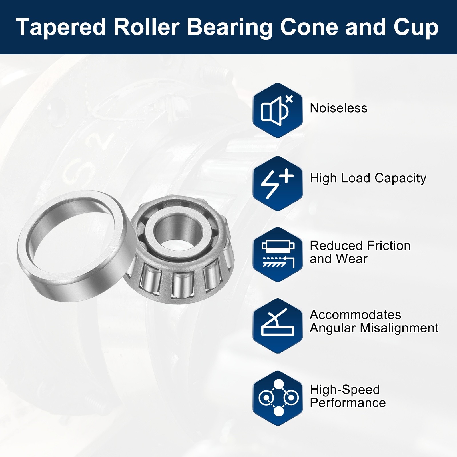 2Set 33006 Tapered Roller Bearing Cone and Cup with Gloves, 30mm Bore x 55mm OD