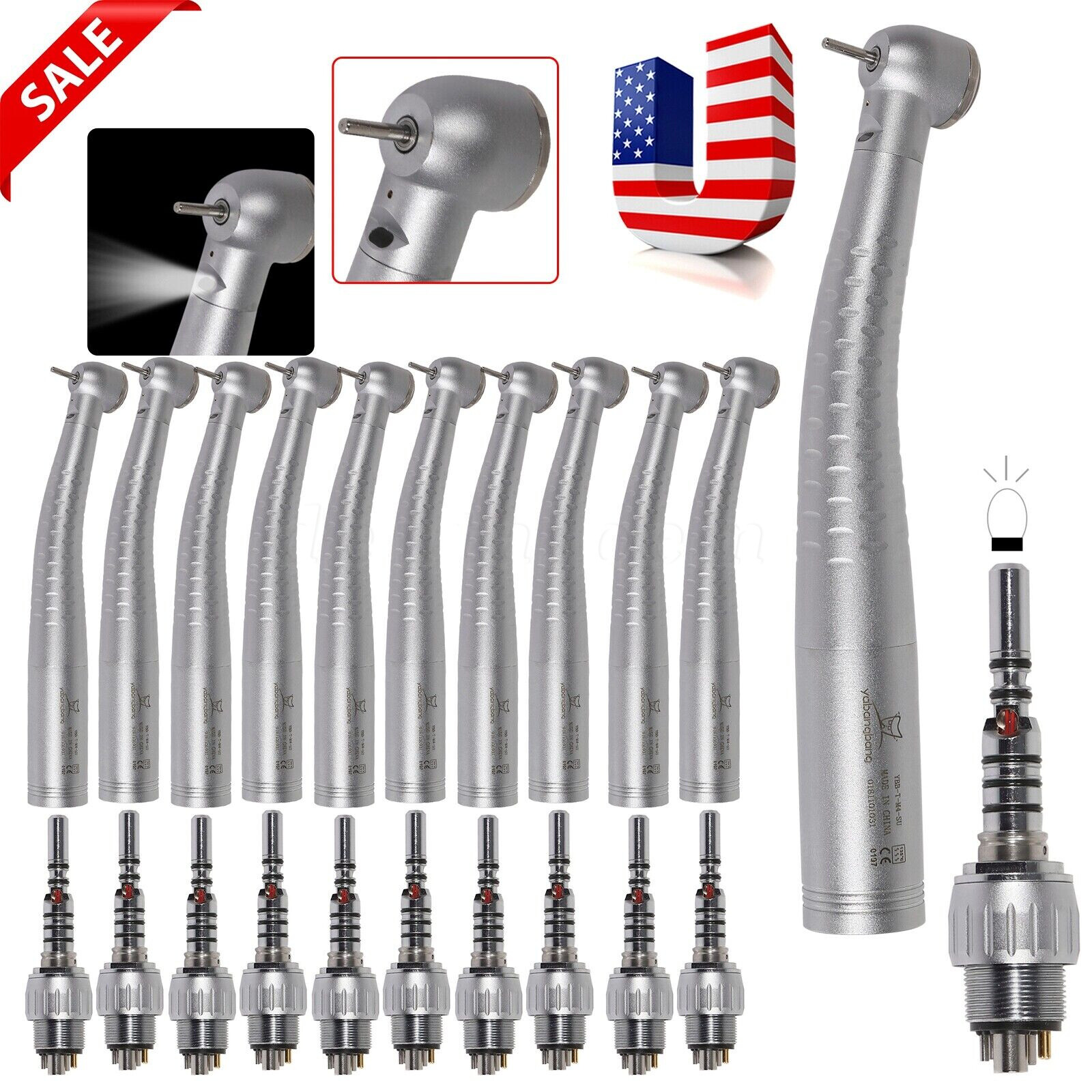1-10 KaVo Style Dental Fiber Optic High Speed Handpiece 6Hole LED Coupler YD6