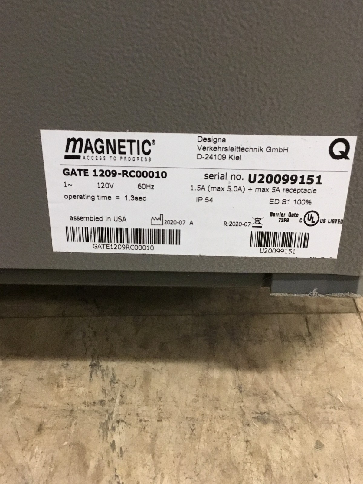 NEW Magnetic Autocontrol Gate 1209-RC00010 Barrier Operator 1.3s FREE SHIPPING