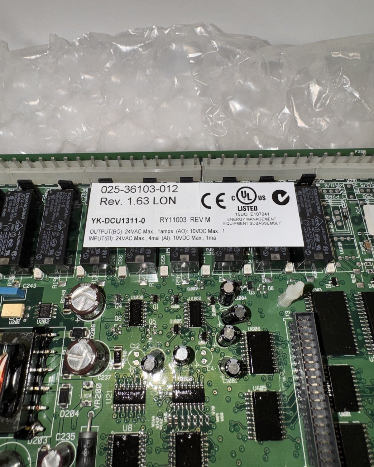 Daikin JOHNSON CONTROLS CONTROL BOARD 025-36103-012 REV 1.62 YK-DCU1311-0