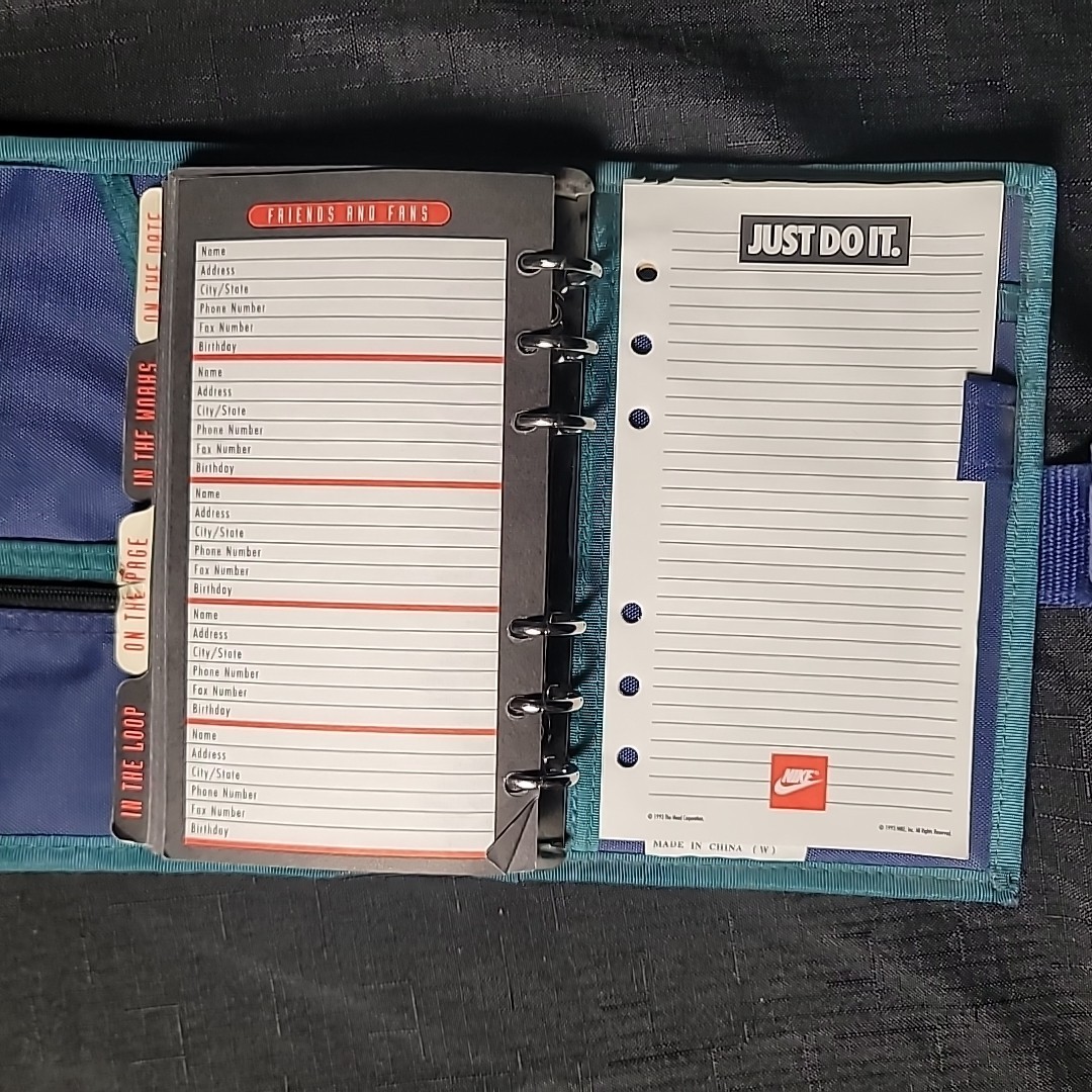 VINTAGE NIKE MEAD MINI BINDER STUDENT PLANNER DARK BLUE/ TURQUOISE NYLON 1994