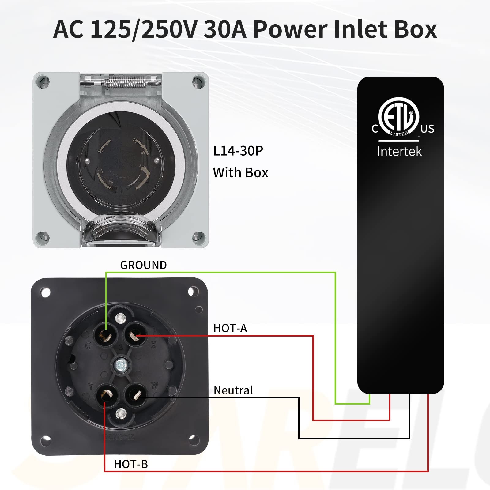 30 Amp Generator Power Inlet Box NEMA L1430P,125/250 Volt 7500W, Outdoor dust…