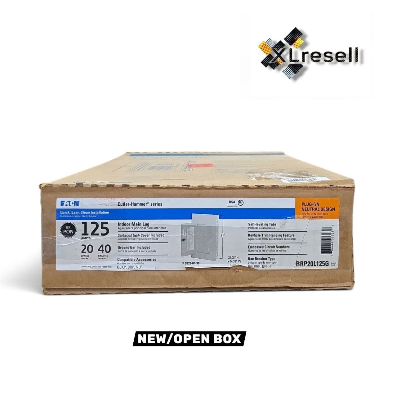 Eaton 125A BR Indoor Main Lug Loadcenter Panel Plug-On Neutral – BRP20L125G
