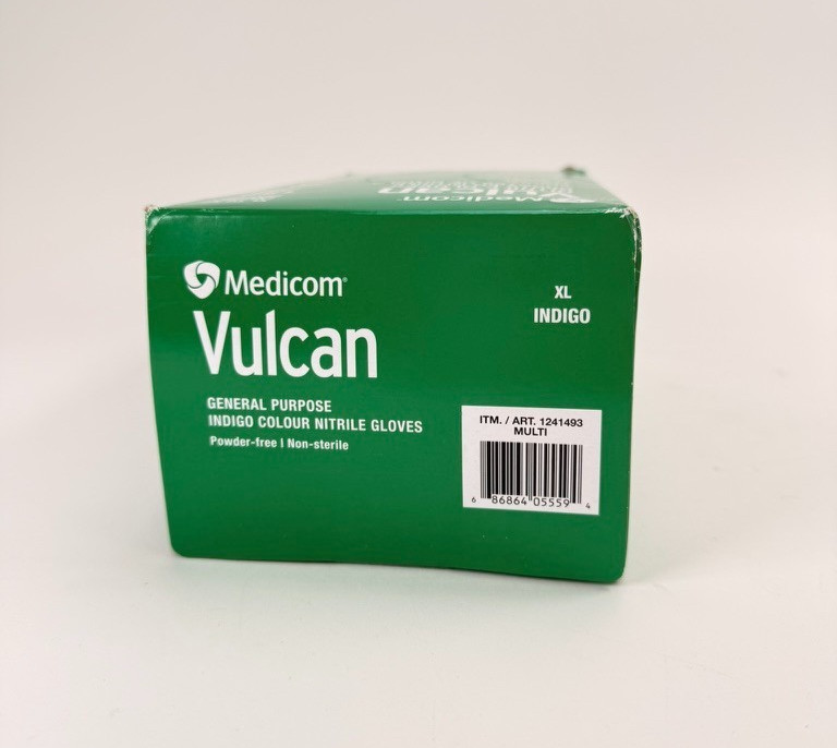 Medicom Vulcan Nitrile XL Gloves Indigo Colour, 150 Count NEW (Open Box)