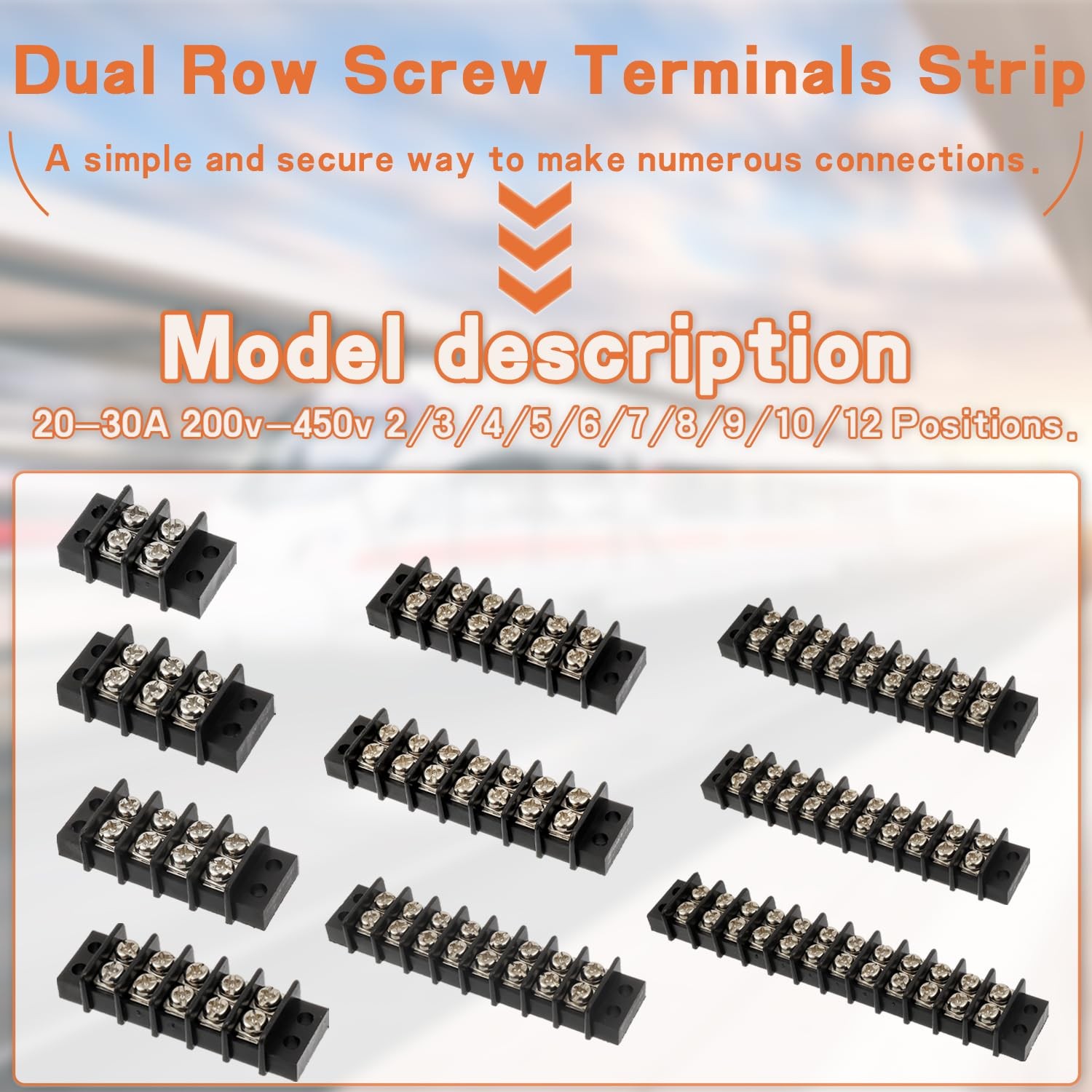 3 Circuits 3 Positions Terminal Block 20-30A 200-450V Dual Row Screw Terminal…