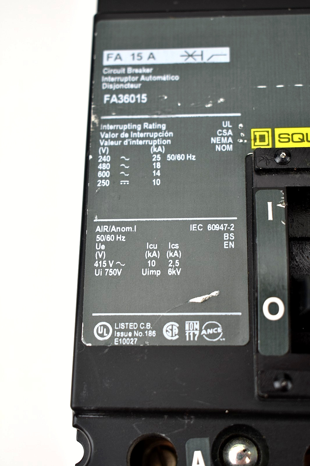 NEW Square D FA36015 3-Pole 600v 15A I-Line Circuit Breaker – NEW SURPLUS
