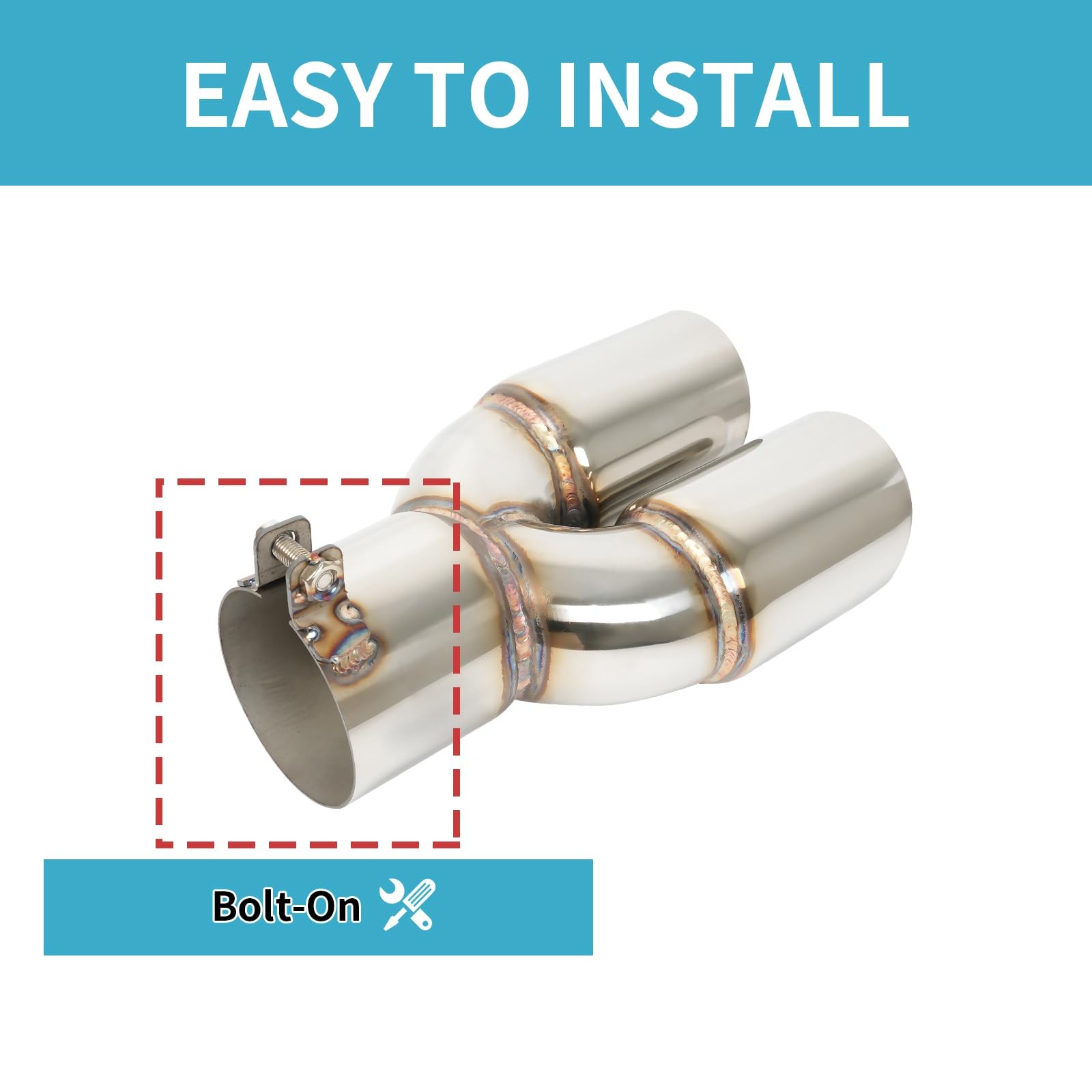 Polished Stainless Steel Dual Exhaust Tip 3″ Inlet 3″ Outlet 9.5″ Overall