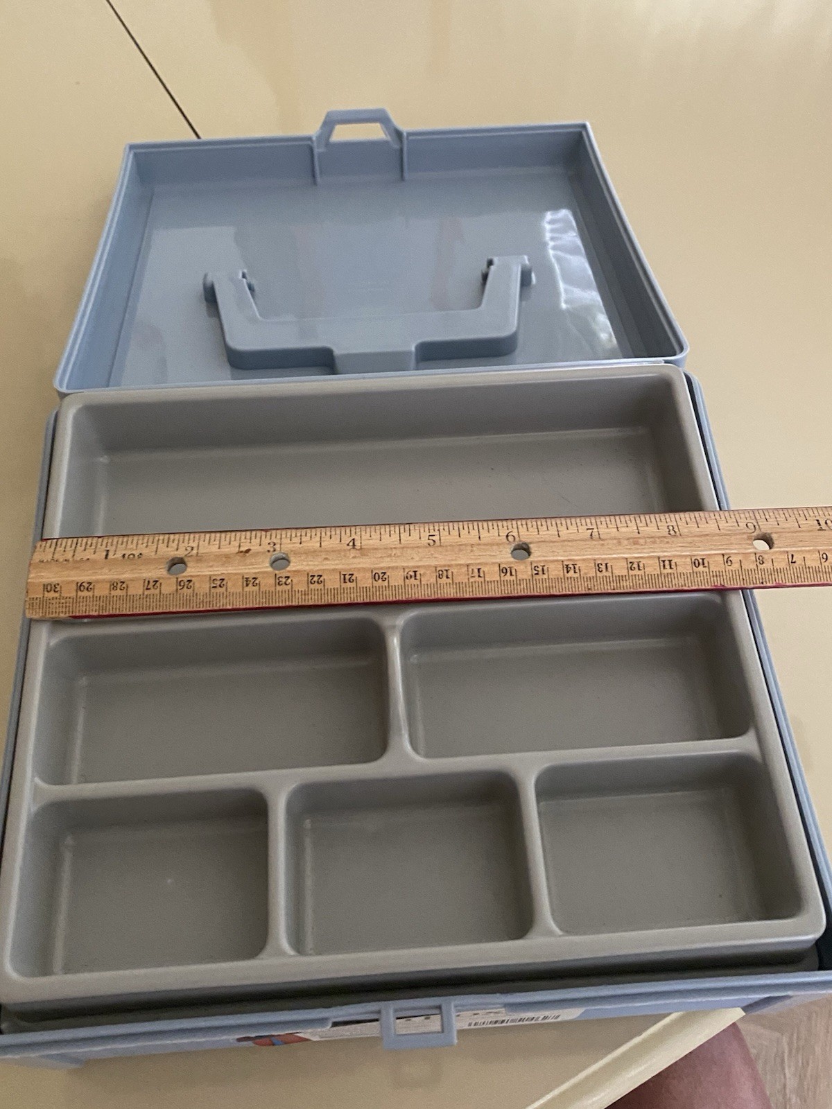 Blue Portable Plastic Cash Box Perfect for Yard Sales, Fund Raising, Church Etc