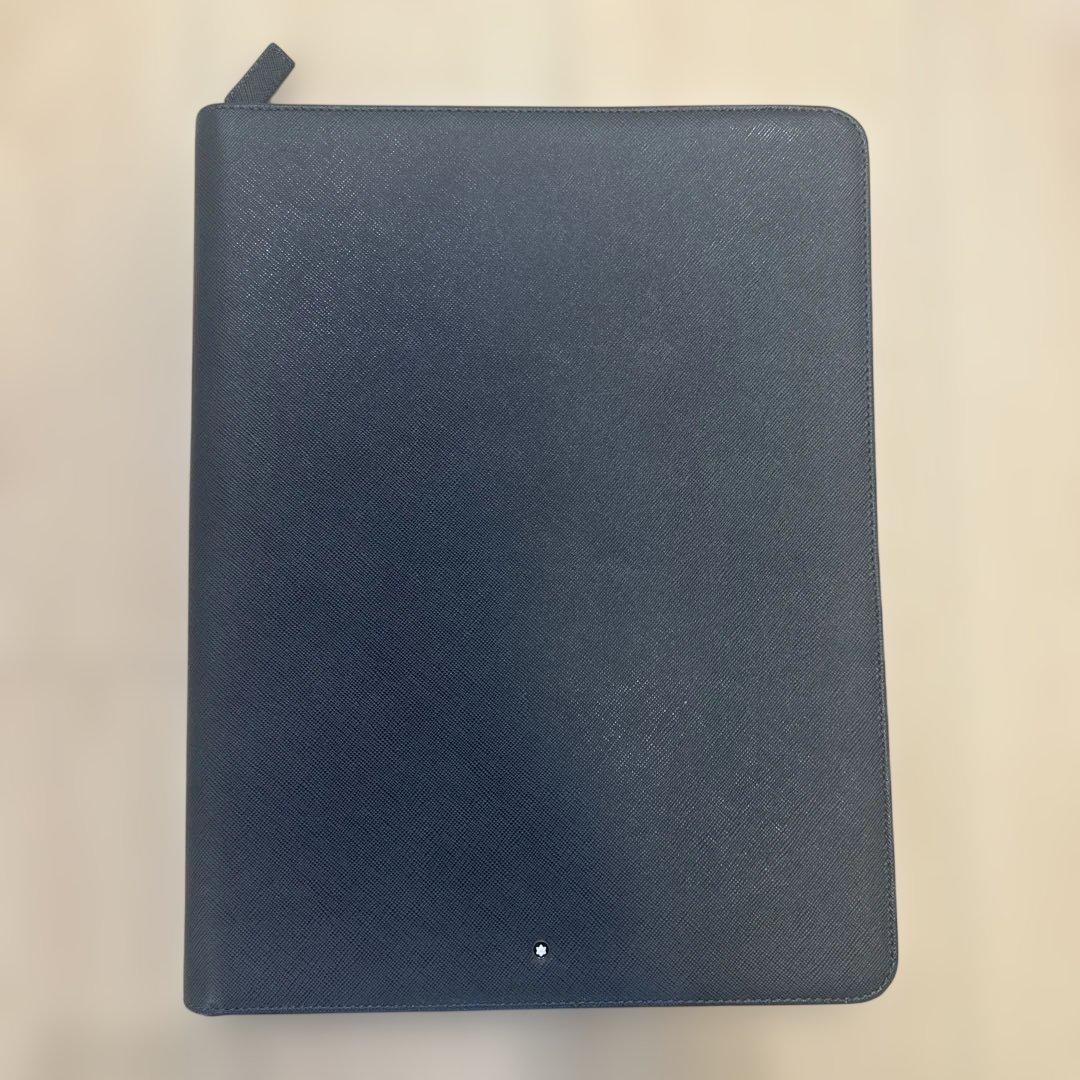 Montblanc A4 Size Leather Notepad Holder Notebook Cover Organizer Gray Used