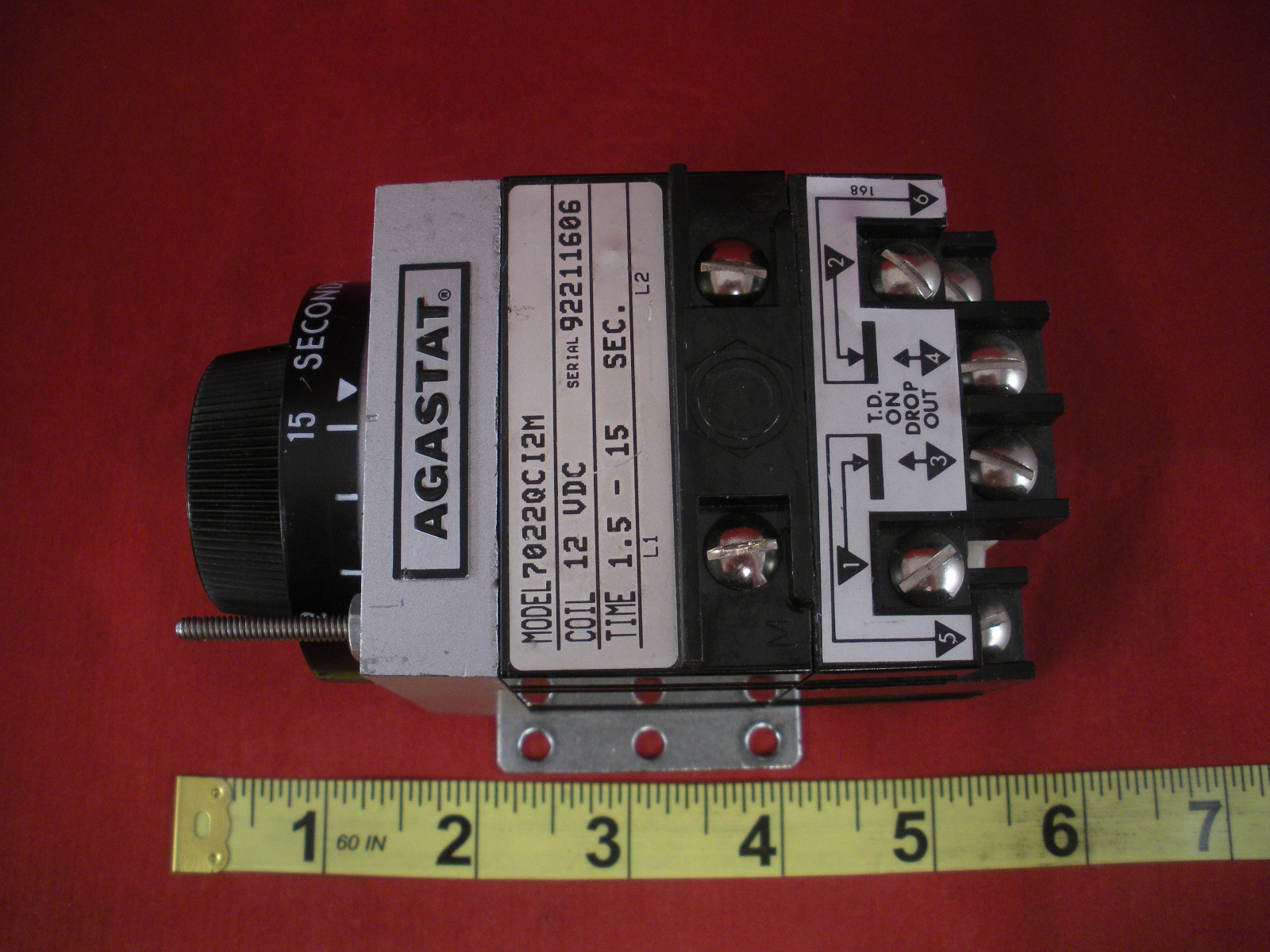 Agastat 7022QCI2M Timing Relay 12 vdc Time 1.5-15 sec. seconds 7022 QC I2M used