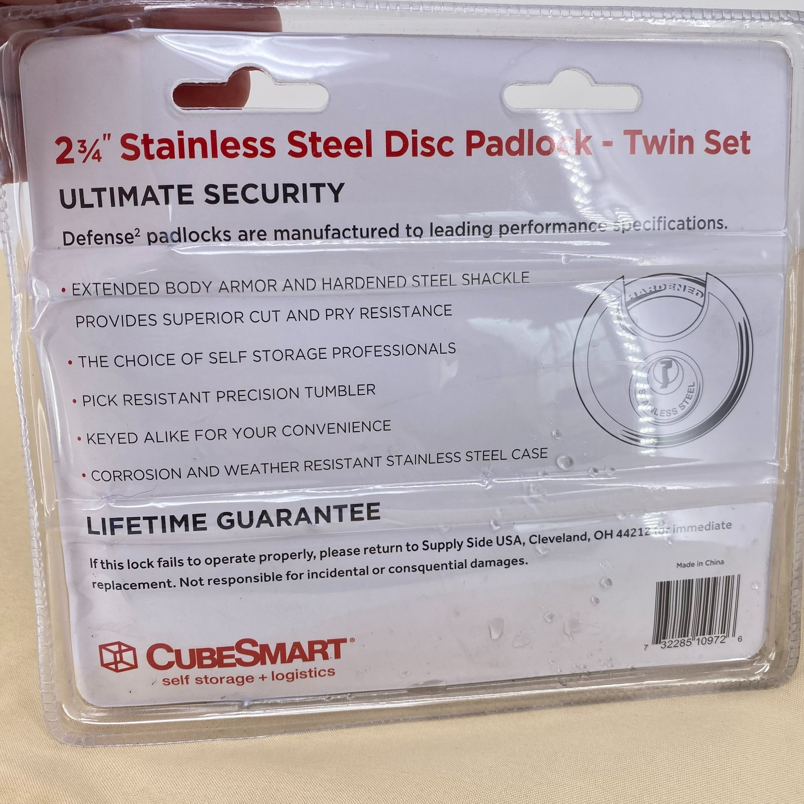 (QTY 2) CubeSmart Disc 2-3/4″ Padlock Twin Stainless Steel CS-972