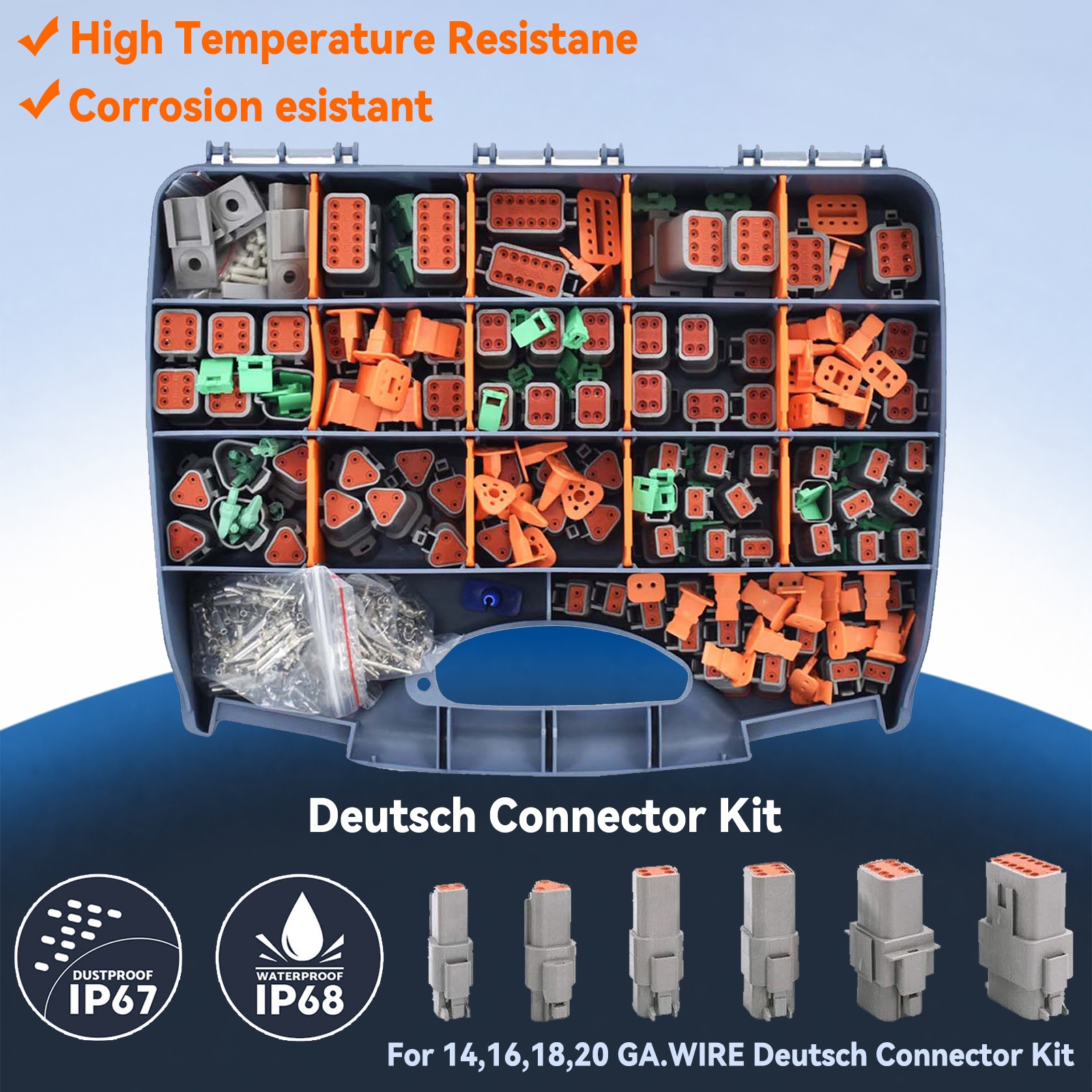 1750PCS Genuine Deutsch Connector Kit Stamped Contacts For 14/16/18/20 GA.WIRE