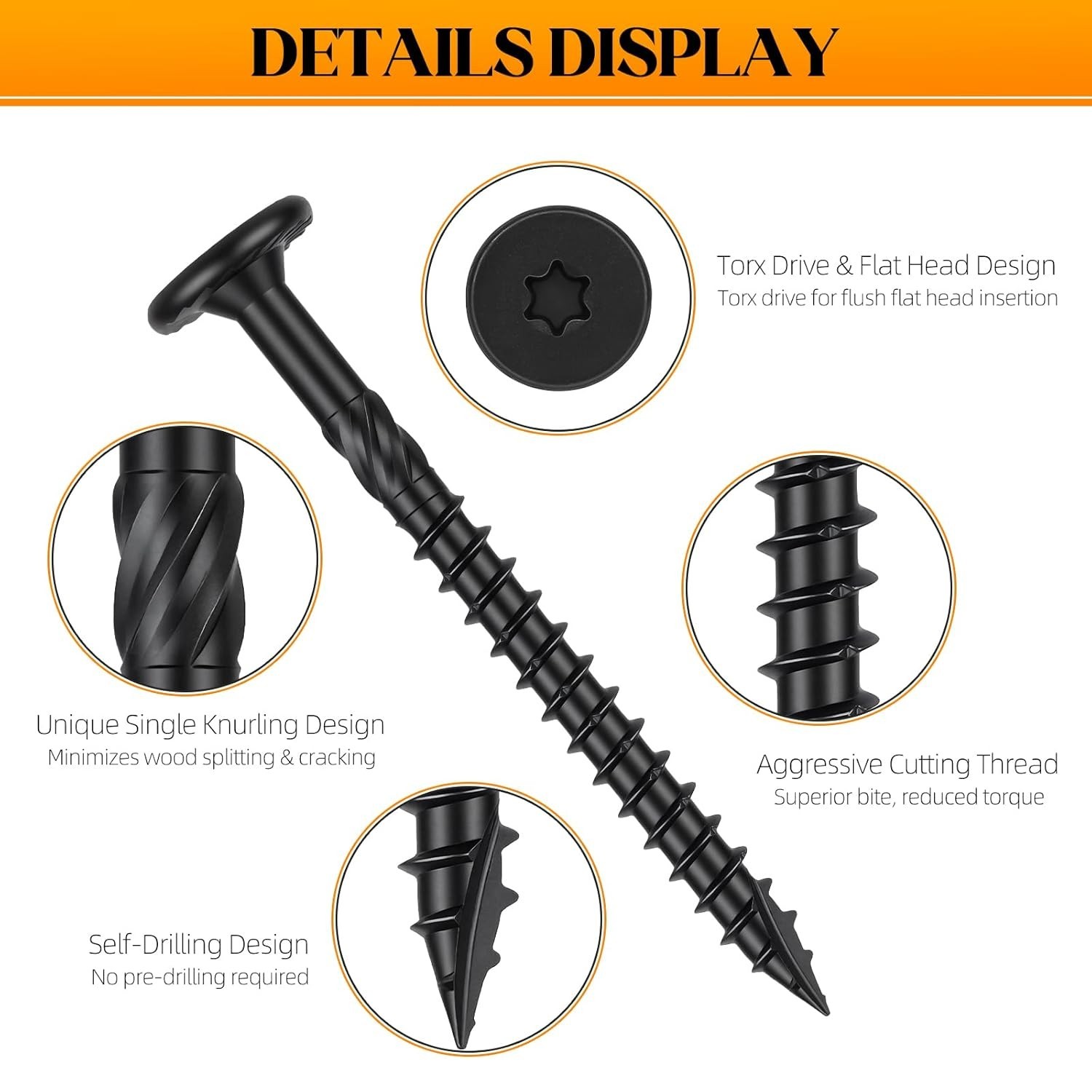 #14 x 6 inch Star Drive Deck Wood Screws, Heavy Duty Decking Timber T30 Torx 50X