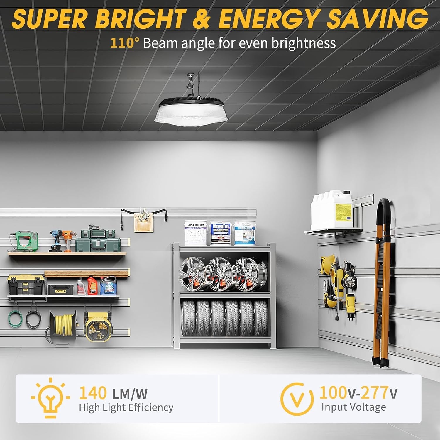 6 Pack Commercial 155W UFO LED High Bay Light, Super Bright 22,500lm, Waterproof