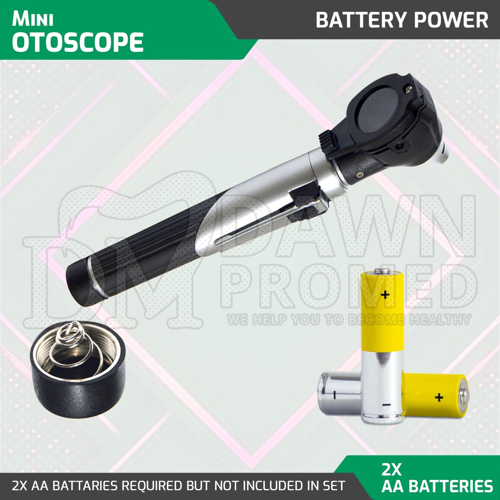 Fiber Optic Otoscope & Ophthalmoscope Examination LED Diagnostic ENT Set (Black)