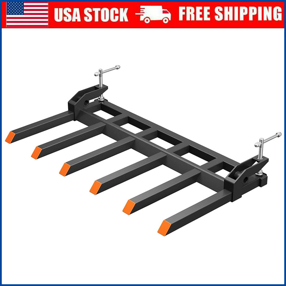 Clamp on Debris Forks to 60″ Bucket Pallet 4000lb Attachments for Loader Tractor