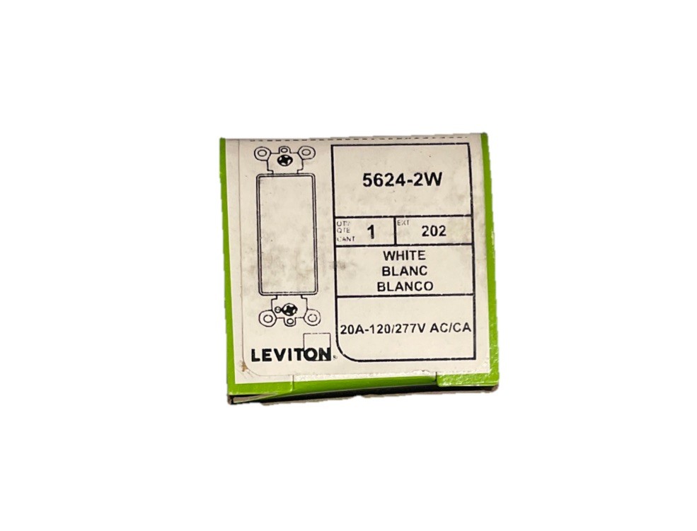 Leviton 4-Way 20A 120/277V Decorator Rocker Quiet Switch Self-Grounding 5624-2W