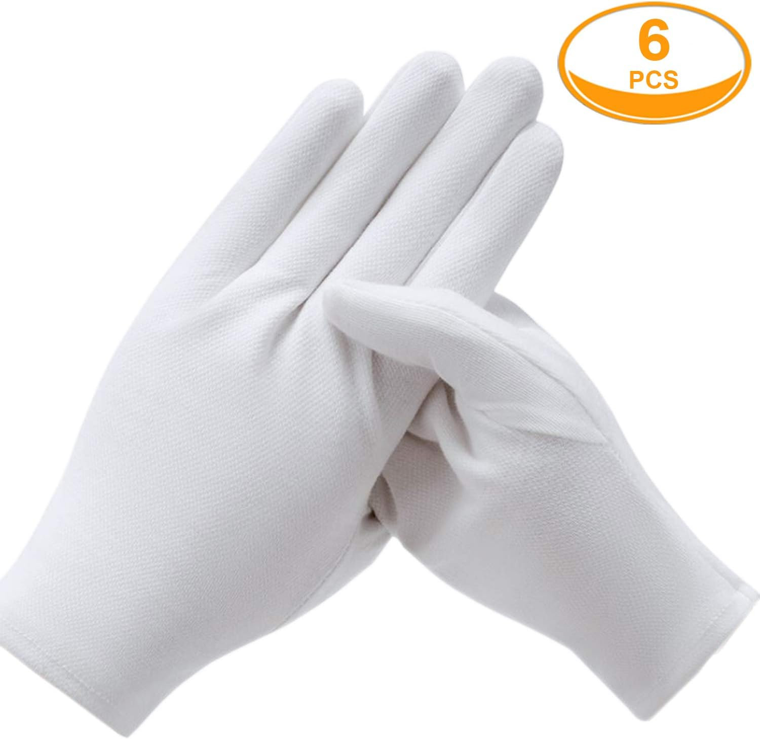 3 Pairs White Cotton Gloves for Dry Hands Eczema SPA Moisturizing – Work Glove L