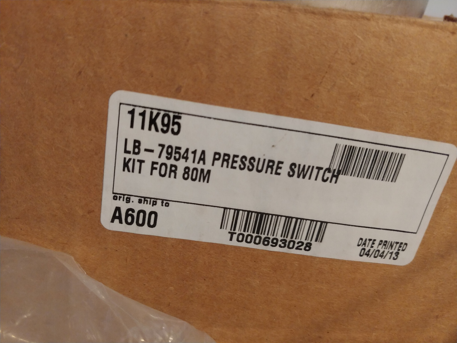 Lennox 11K95 Pressure Switch Motor 7021-9262 Kit
