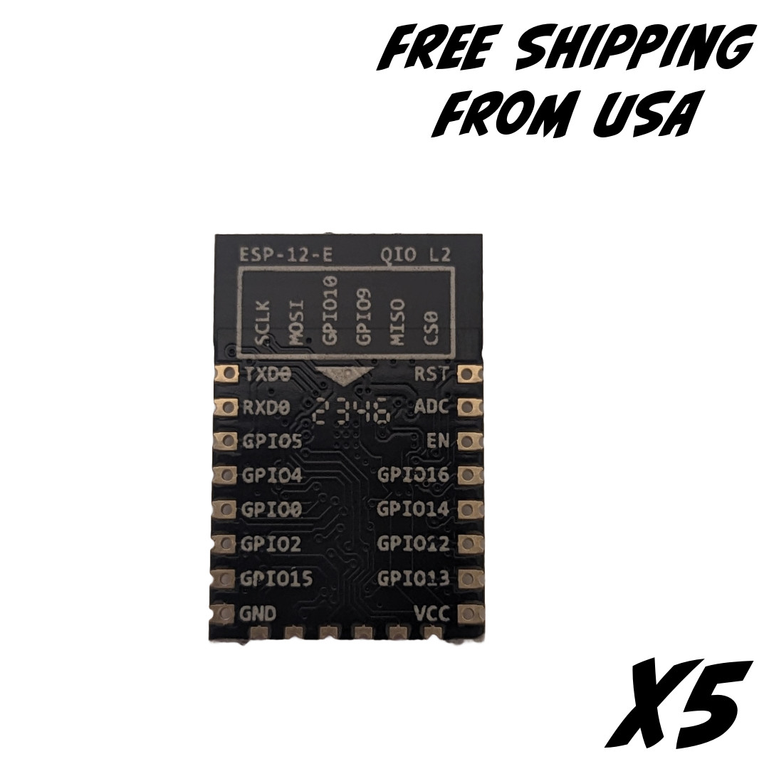 5X ESP8266 ESP-12F WIFI Module 802.11N Arduino NodeMCU MicroPython (5-Pack)