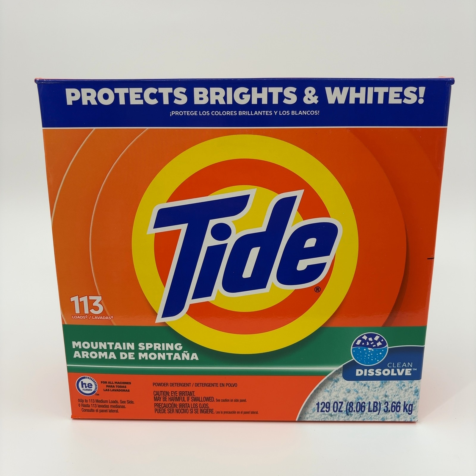 Tide Powder Laundry Detergent, Mountain Spring Scent, 129 oz, 113 Loads