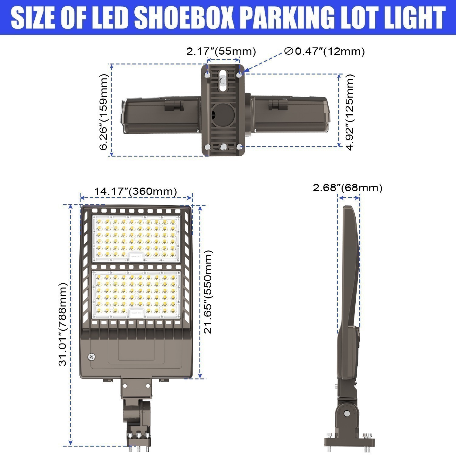 450W LED Shoebox Light Dusk To Dawn Commercial Street Parking Lot Light -67500LM