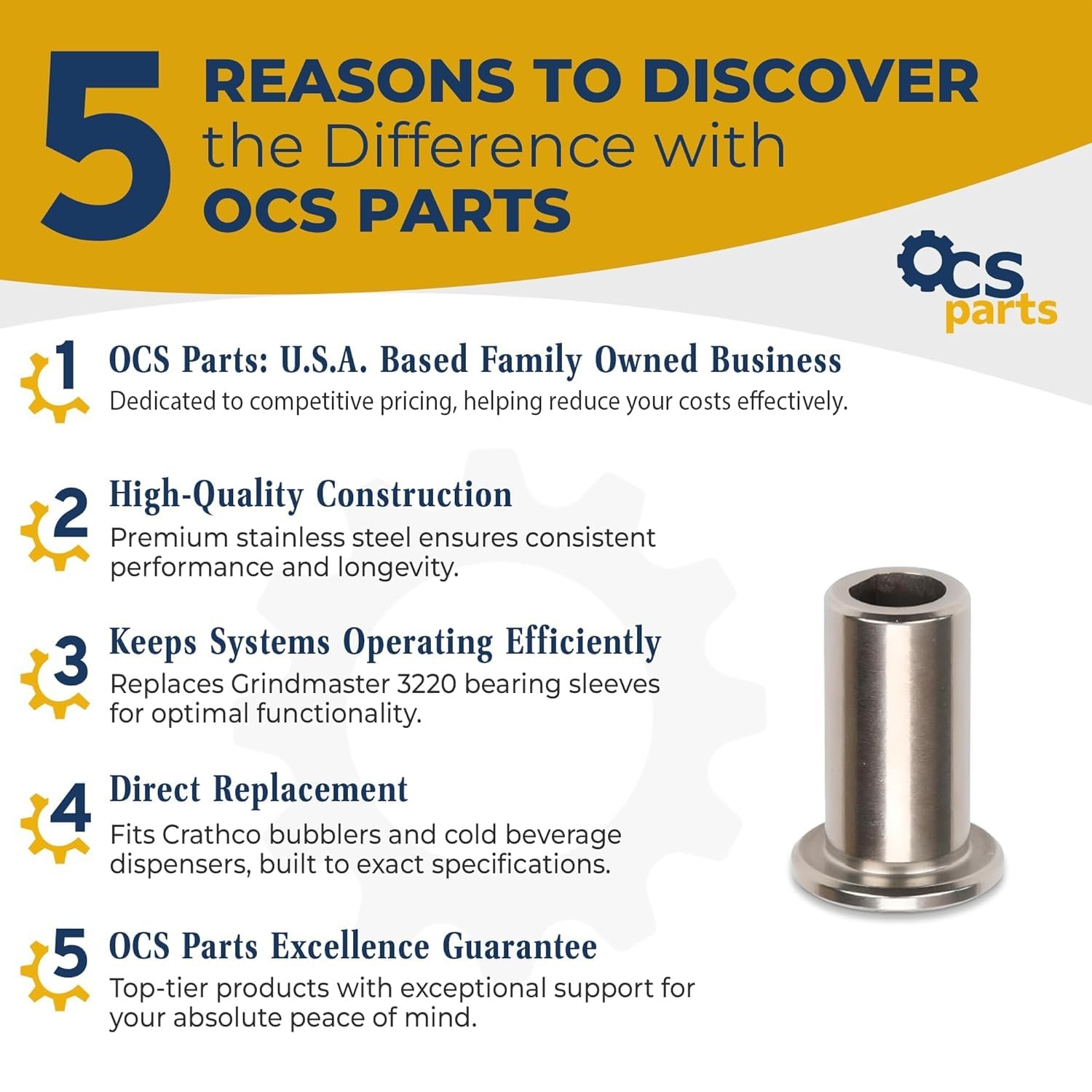 OCSParts Bearing Sleeve, Pack of 6, Replaces Crathco Grindmaster 3220
