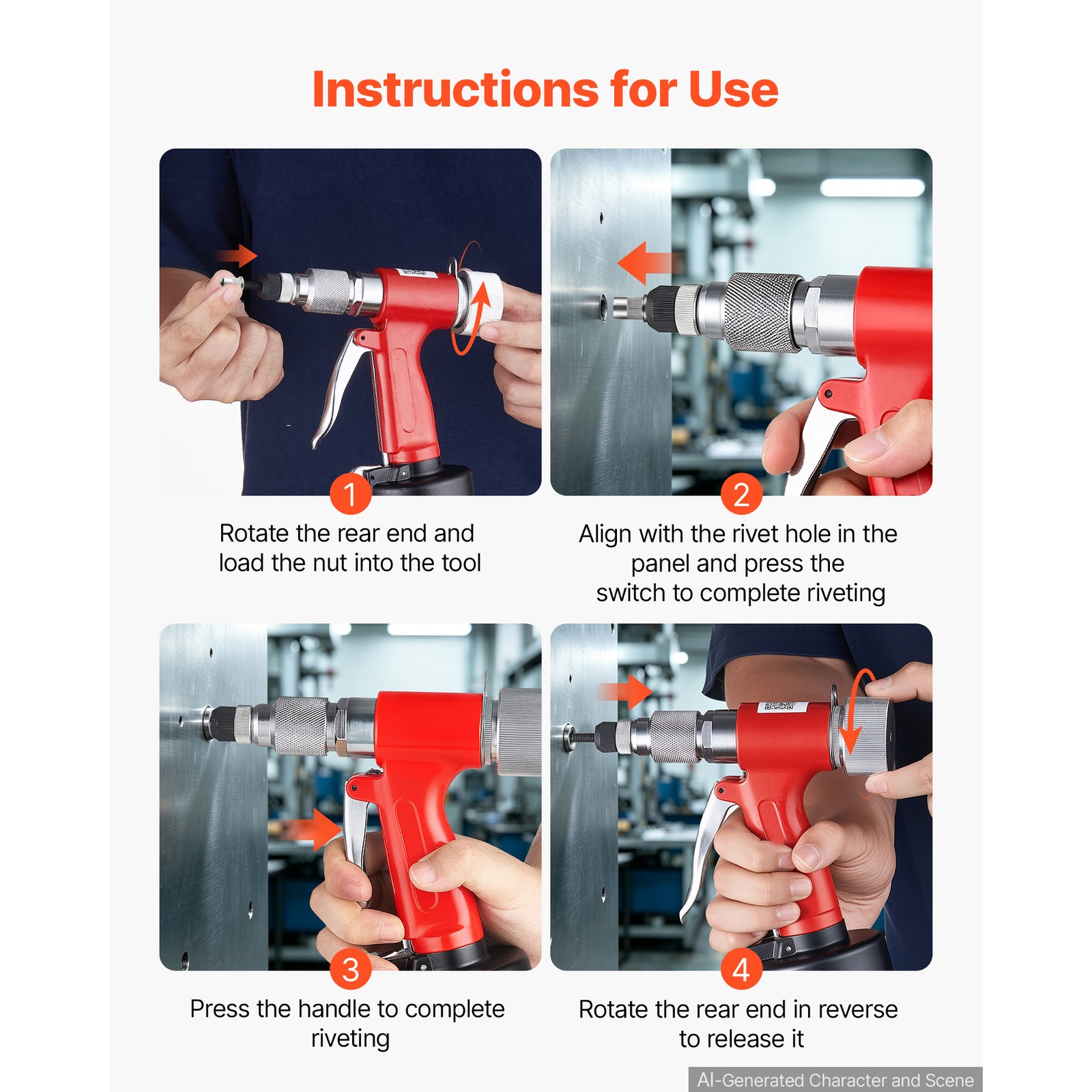Uimoso Pneumatic Rivet Nut Tool Kit with 8 SAE & Metric Heads, 2680LBS Force