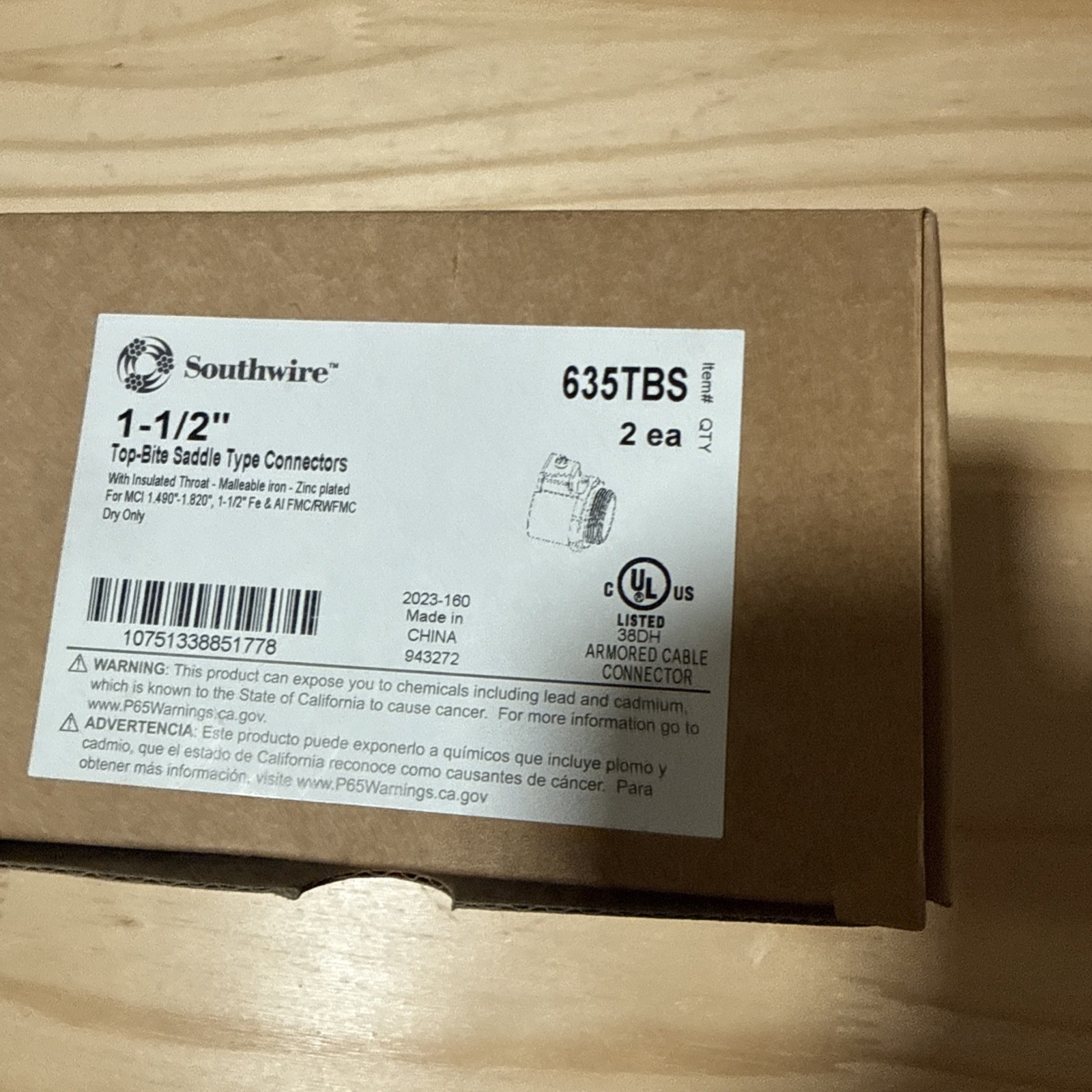 NEW Southwire 635TBS 1-1/2″ Top-Bite Saddle Type Connector (Pack of 2)