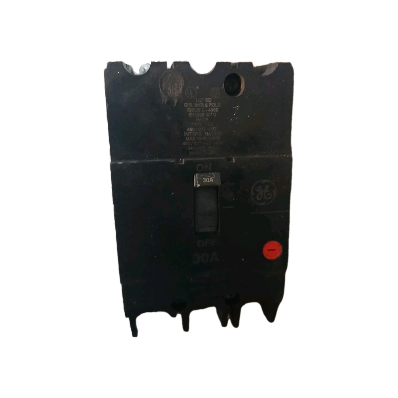 GE TEY330 30 Amp 3 Pole 480/277V Bolt on Circuit Breaker