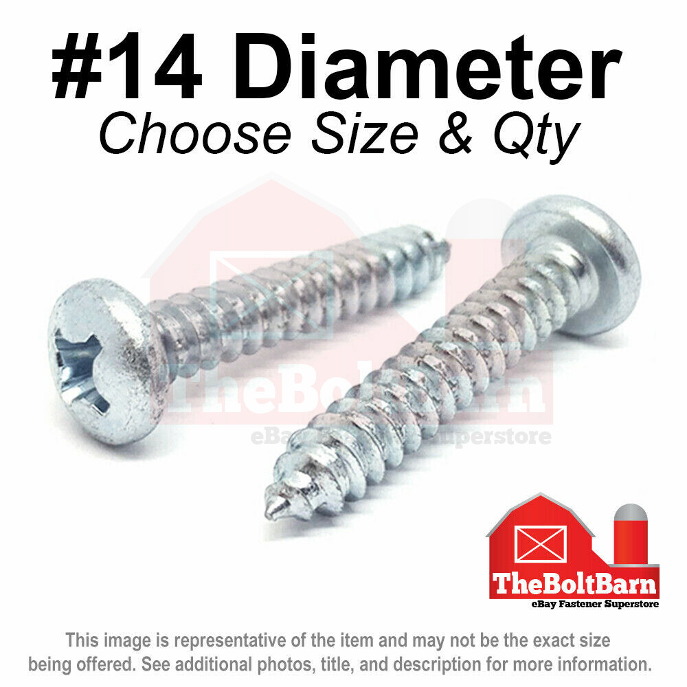#14 Phillips Pan Head Self Tapping Sheet Metal Screws Zinc (Pick Length & Qty)
