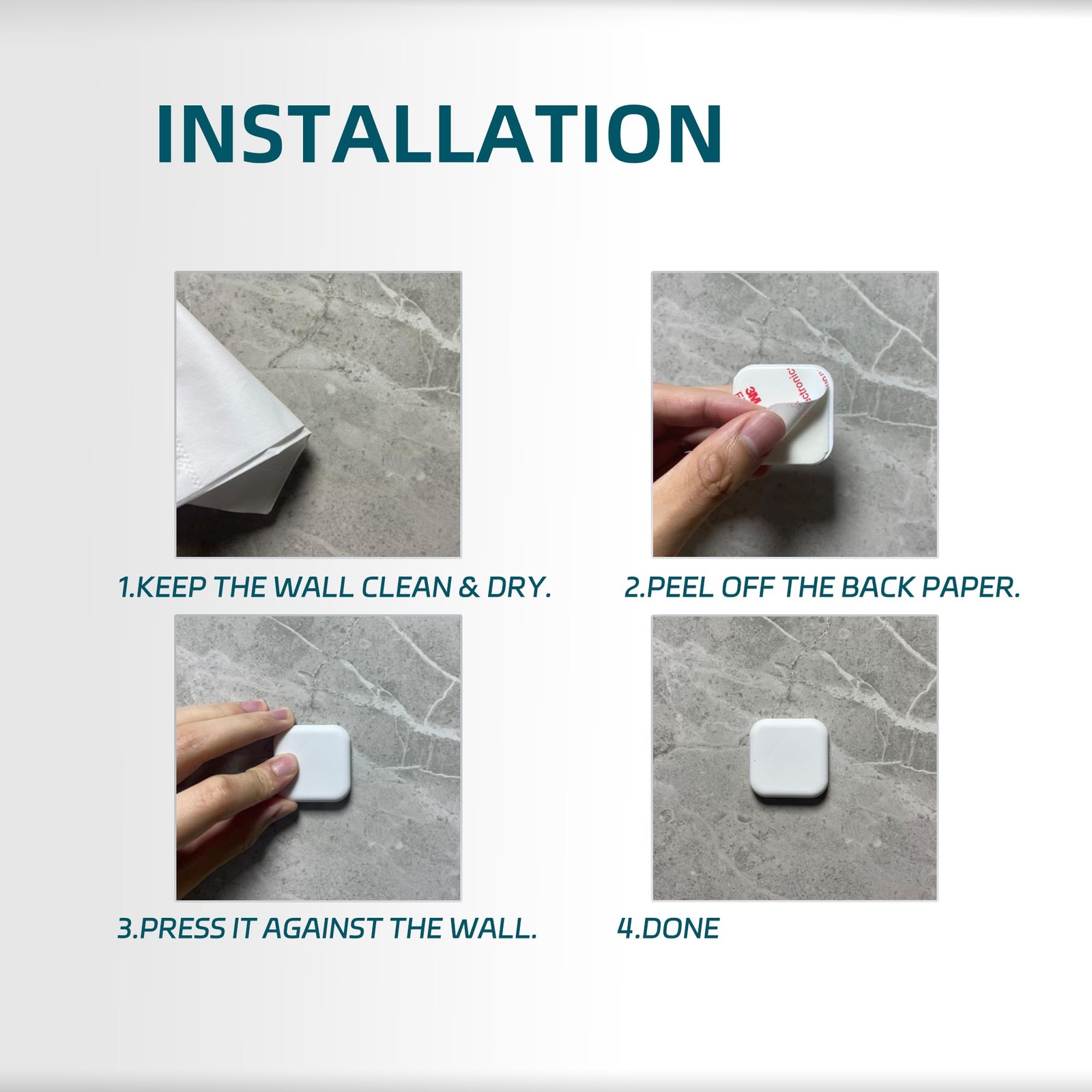 6 Pcs White Silicone Door Stoppers Wall Protectors 1.77 Inch Square