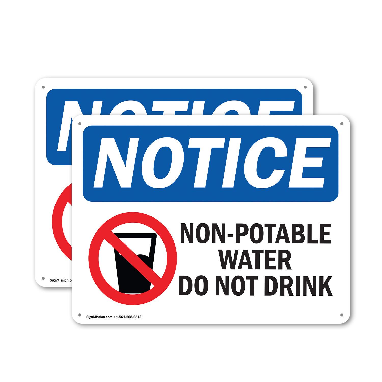 (2 Pack) Non-Potable Water Do Not Drink OSHA Notice Sign Decal Metal Plastic