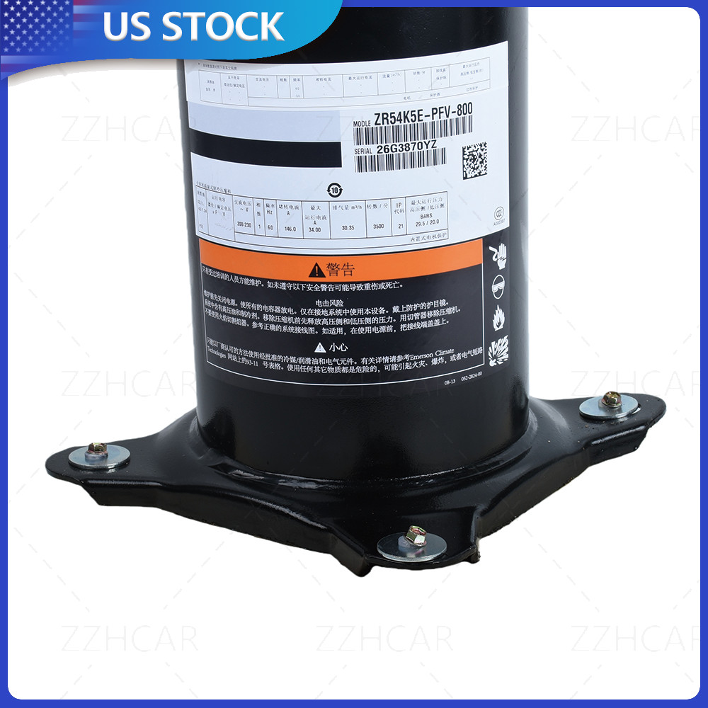 New Scroll Compressor 208-230V 1PH 4.5 Tons R-22 For Copeland ZR54K5E-PFV-800