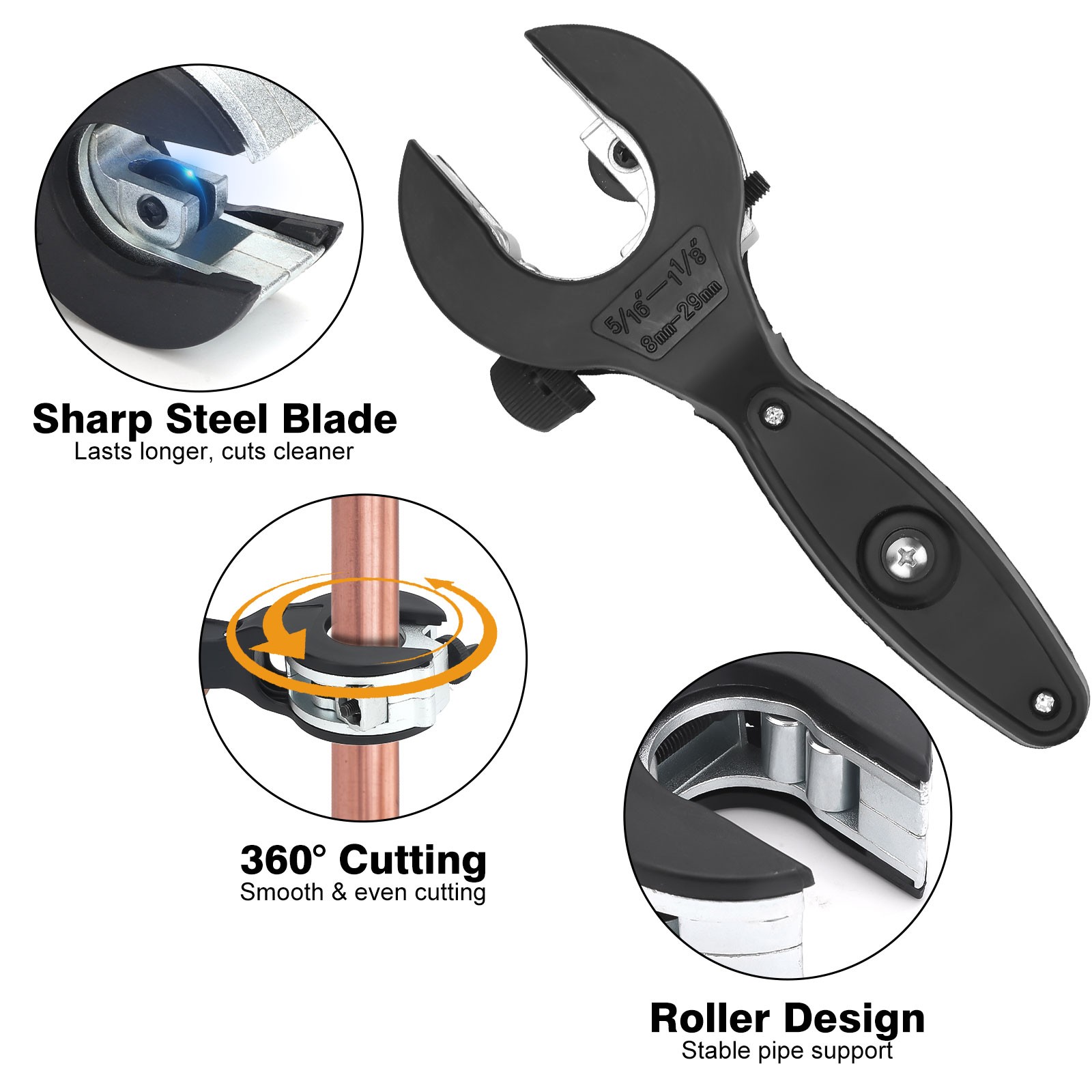 Ratchet Pipe Cutting Tool 5/16″ – 1-1/8″ PVC Copper Aluminium Tube Cutter Tool