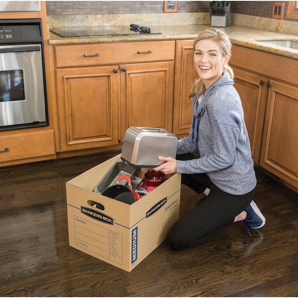 Smoothmove 7717201 14 In X 15 In X 18 In Moving Box, Kraft, Blue Printing,