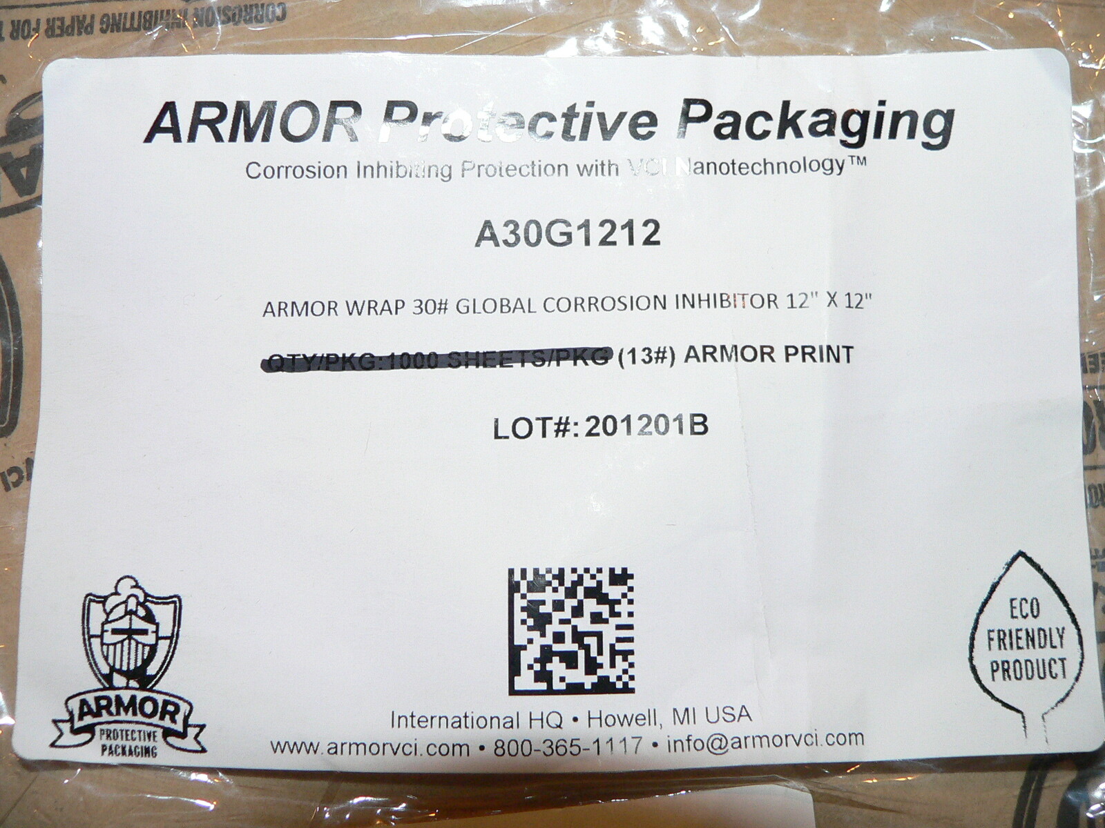 Armor Wrap VCI Corrosion Inhibitor Protective Packaging 12″ x 12″ Sheets 30 pcs.