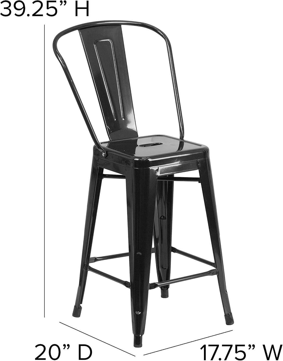 Flash Furniture Commercial Grade 24″ High Black Metal Indoor-Outdoor Counter Hei