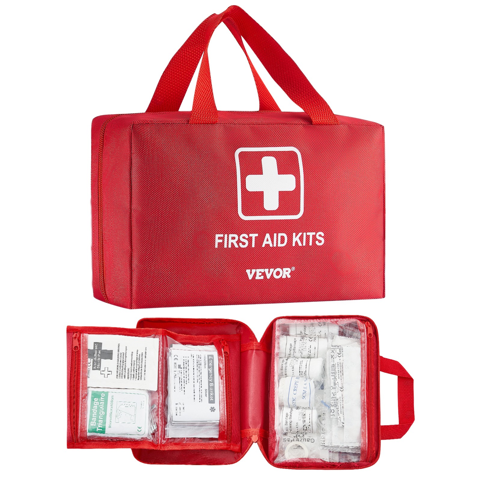 VEVOR First Aid Kit 500 Pieces Large Survival Bag Emergency Medical Supplies
