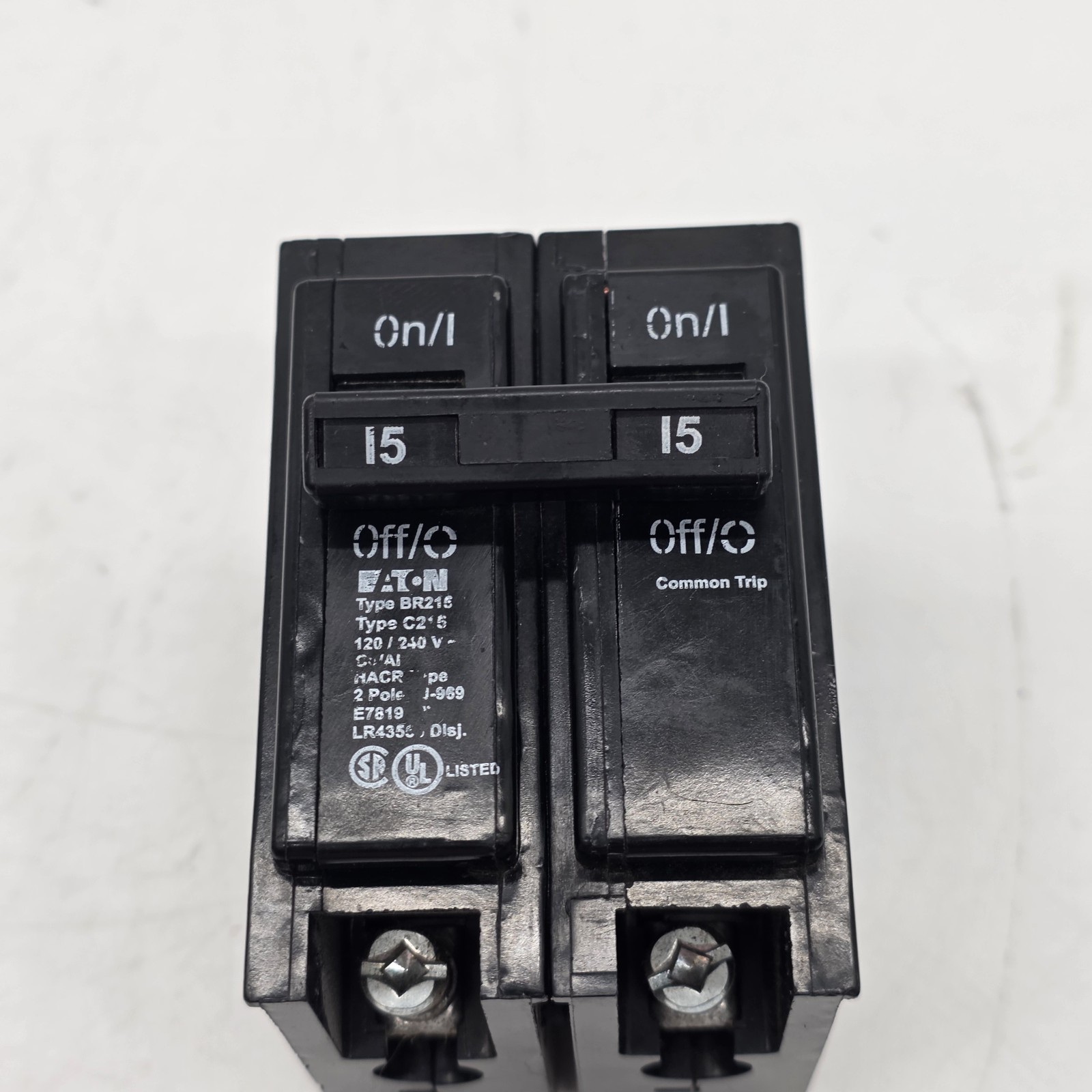 Lot Of 2 Eaton BR215 15 Amp 2 Pole Circuit Breaker Type BR 120/240V Common Trip