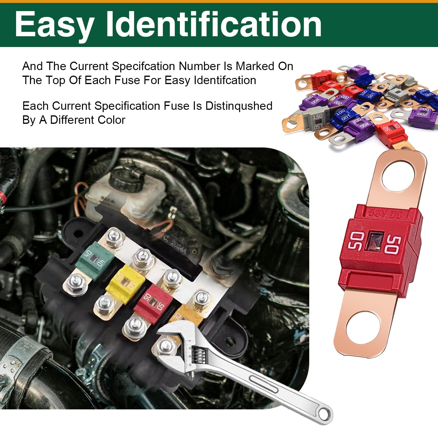 AMI/Midi Car Fuses 50 Amp High Current Fuse, Bolt-on Fuse for Cars, Buses,…