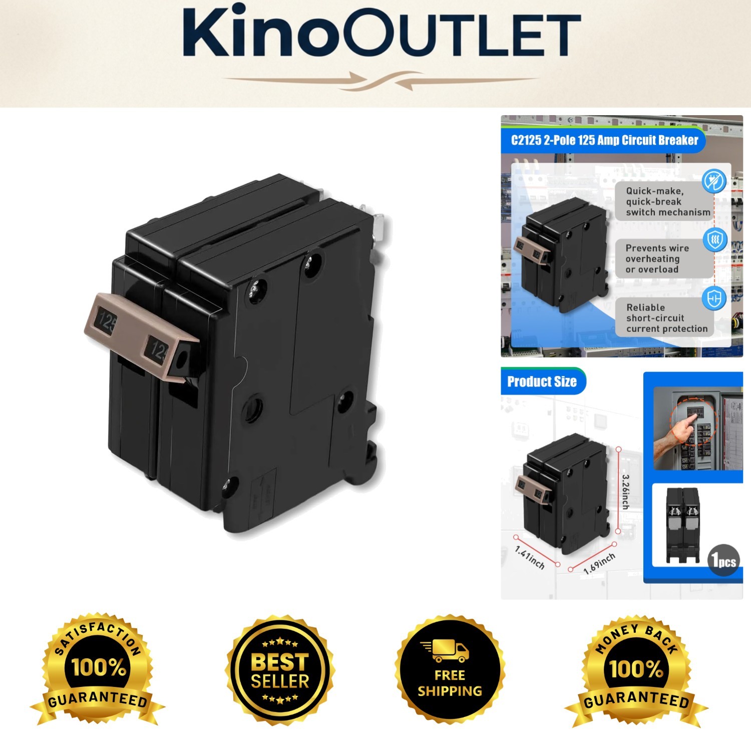 Reliable 2-Pole 125-Amp Circuit Breaker with 10 KAIC – Easy Plug-In Mounting