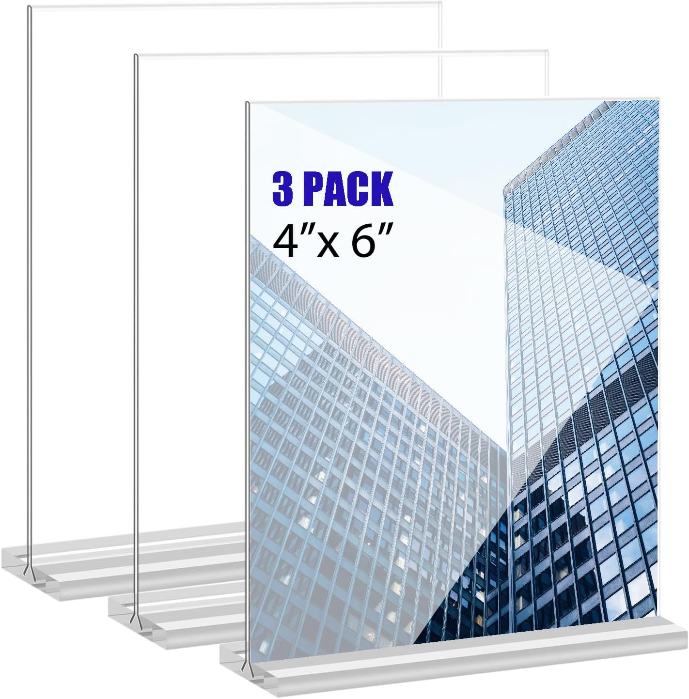 Acrylic Sign Holder 4X6 Inches 3 Pack T Shape Desktop Display Stand Vertical Dou