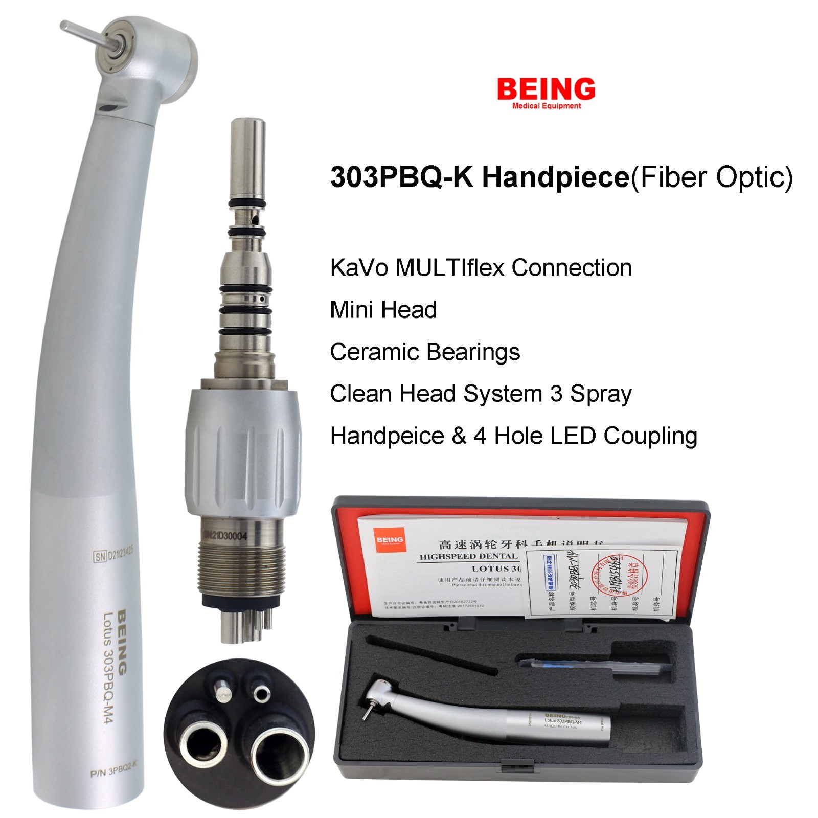 COXO Dental Small Mini Head High Speed Handpiece Fiber Optic For KaVo MULTIflex