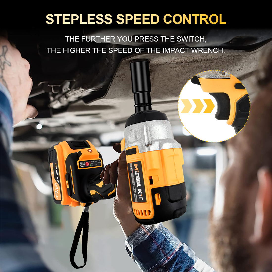 20V Cordless Impact Wrench Kit with Batteries & Charger Brushless Motor