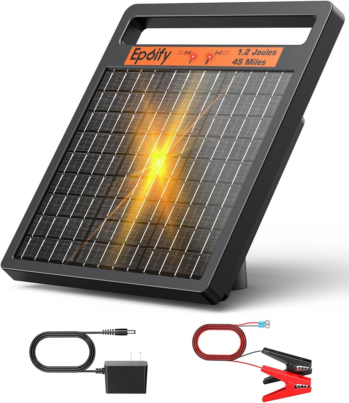 45 Miles Solar Electric Fence Charger Day Night Mode 24H Energizer for Livestock