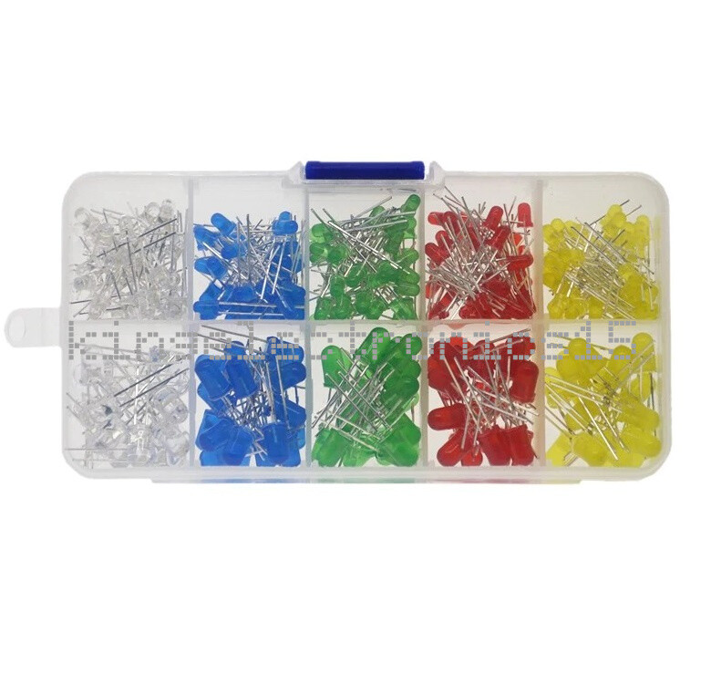 300pcs NEW 3mm 5mm LED Diodes Emitting White Yellow Red Green Blue Assorted