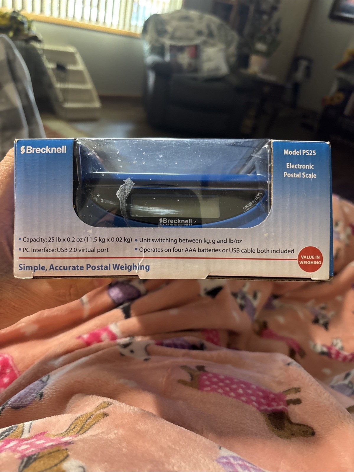 BRECKNELL PS25 Electronic Portable Postal Parcel Scale 25 lb x 0.2 oz, BLUE