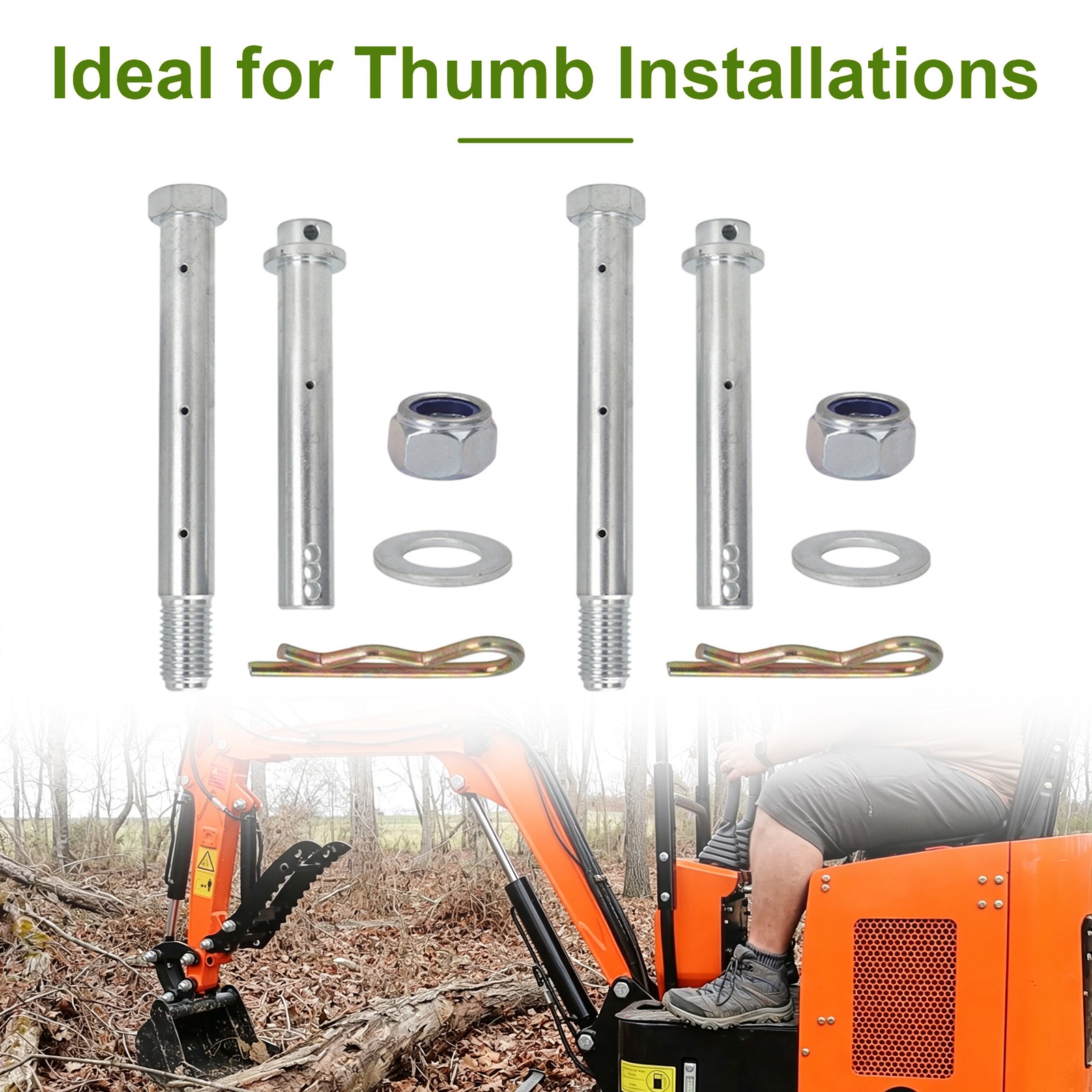25mm Greasable Bucket Thumb Pin Kit For 1 Ton Mini Excavator Quick Pivot Pins